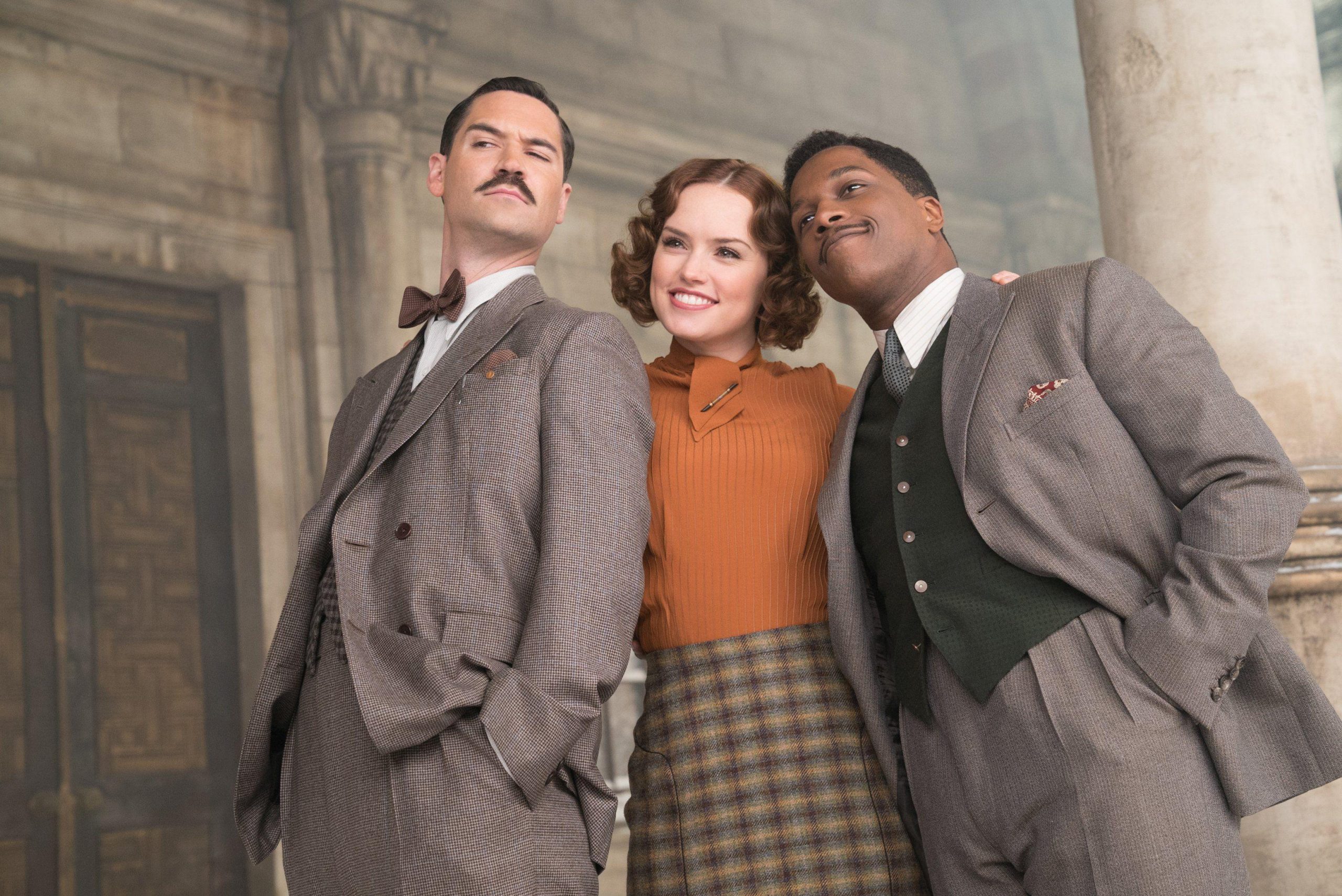 Manuel Garcia-Rulfo, Ridley y Leslie Odom Jr en Asesinato en el Orient Express